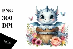 Cute Baby Dragon in a Bucket Clipart Product Image 3