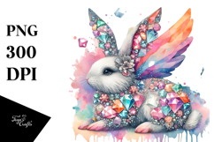 Colorful Bunny Made of Diamonds PNG Product Image 1