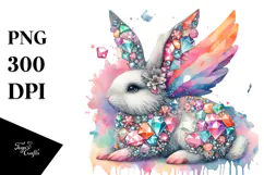 Colorful Bunny Made of Diamonds PNG Product Image 1