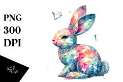 Colorful Diamond Bunny PNG Product Image 1