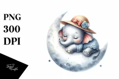 Watercolor Cute Baby Elephant Sleeping | Clipart Product Image 4