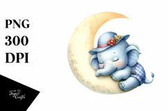 Cute Baby Elephant on Moon | Sublimation | Clipart Product Image 4