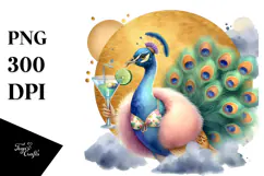 Happy Peacock with Beachwear PNG Product Image 1