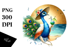 Happy Peacock with Beachwear PNG Product Image 1