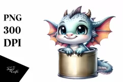 Cute Baby Dragon Smiling in a Can | Clipart Product Image 3