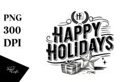 Retro Happy Holidays Clipart PNG Product Image 5