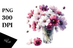 Watercolor Filled with Large Cosmos | Clipart Product Image 1