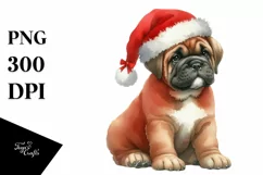 Cute Bullmastiff with Santa Hat, Summer PNG Product Image 3