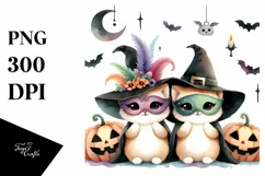 Halloween Masquerade Washed Watercolor PNG Product Image 1