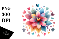 Colorful Heart-Shaped Flower PNG Product Image 1