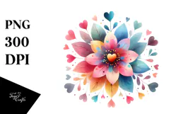 Colorful Heart-Shaped Flower PNG Product Image 1