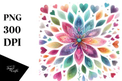 Colorful Heart-Shaped Flower PNG Product Image 1