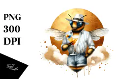 Bee in Hipster Beachwear PNG Product Image 1