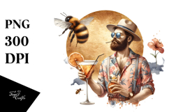 Hipster Bee with Beachwear PNG Product Image 1