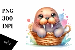 Colorful Walrus in Basket with Splash | Clipart Product Image 3