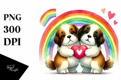 Cute Saint Bernard with Heart PNG Product Image 1