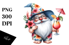 Gnome Drinking Cocktail in Beachwear PNG Product Image 1