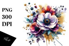 Vibrant Abstract Bouquet with Anemone | Sublimation Clipart Product Image 3