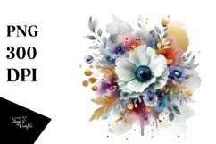 Colorful Splash Anemone Bouquet | Sublimation Clipart Product Image 1