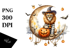 Lion Dressed for Halloween on Half Moon PNG Product Image 1