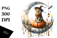 Halloween Lion on Moon with Candles PNG Product Image 1
