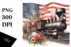 Vintage Train Watercolor | Summer Clipart Product Image 1