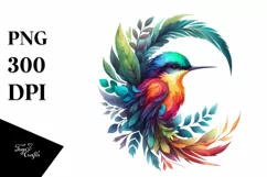 Abstract Vibrant Watercolor Bird PNG Product Image 1