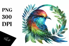 Abstract Vibrant Watercolor Bird PNG Product Image 3