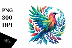 Abstract Vibrant Watercolor Bird PNG Product Image 1
