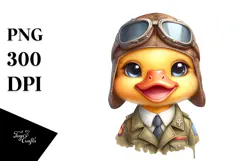 Cute Baby Duck in Aviator Suit PNG Product Image 1