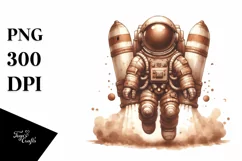 Washed Brownish Vintage Astronaut Girl | Sublimation Clipart Product Image 3