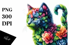 Abstract Vibrant Watercolor Kitten PNG Product Image 3