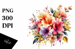 Vibrant Flower Bouquet in Gold Foil Product Image 1