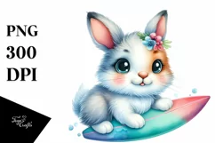 Colorful Snowshoe Hare with Surf Board | Clipart Product Image 3