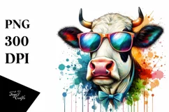 Quirky Colorful Artistic Cow Clipart Product Image 1