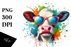 Quirky Colorful Artistic Cow Clipart Product Image 1