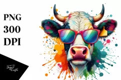 Quirky Colorful Artistic Cow Clipart Product Image 1