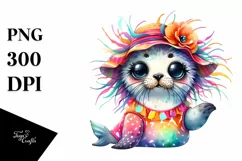 Colorful Summer Baby Seal Clipart Product Image 3