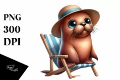 Cute Baby Walrus at Beach Sublimation Clipart Product Image 3
