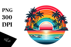 Retro Tropical Rainbow Sunset PNG Product Image 1