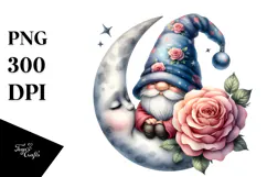 Cute Gnome with Poppy Floral PNG Product Image 1