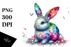Colorful Bunny with and Golden Insertions PNG Product Image 1