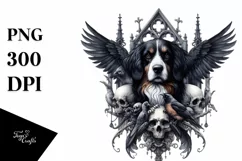 Detailed Gothic Dog Sublimation Clipart Product Image 1