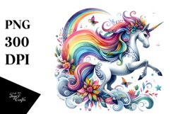 Vibrant Watercolor Drawing of Unicorn | Clipart Product Image 3