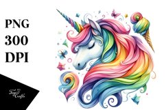 Vibrant Watercolor Drawing of Unicorn | Clipart Product Image 3