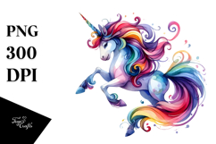 Vibrant Watercolor Drawing of Unicorn | Clipart Product Image 1