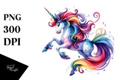 Vibrant Watercolor Drawing of Unicorn | Clipart Product Image 3