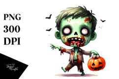 Simple Haloween Clipart with Zombie PNG Product Image 1