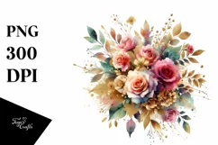 Colorful Bouquet with Roses Clipart Product Image 1