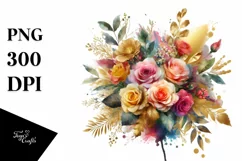 Colorful Bouquet with Roses Clipart Product Image 1